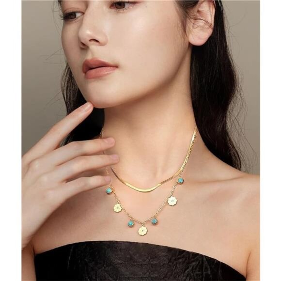 Layered Dual Chain Necklace - Picture 3 of 4